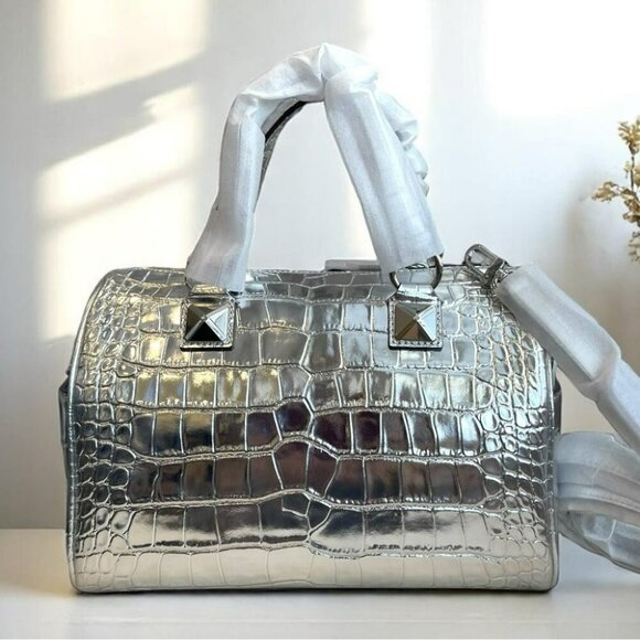 NWT Michael Kors Silver Satchel - Picture 9 of 14